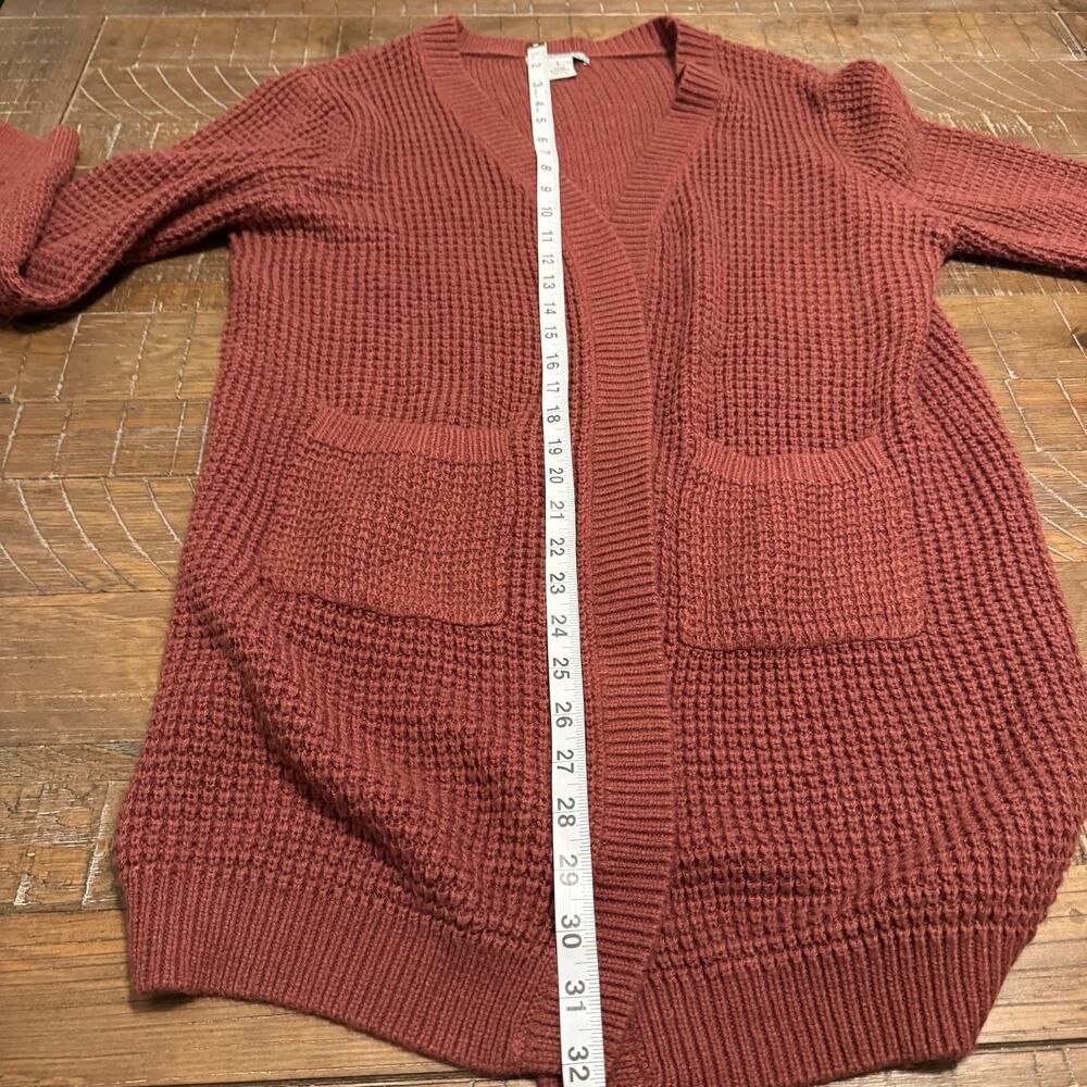 Emma’s Expressions Large Waffle Knit Open-Front Cardigan Sweater Pockets Comfy - Picture 9 of 10